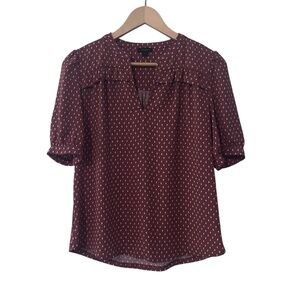 NWOT Ann Taylor Women's Brown and White Short Sleeve Top Size XS